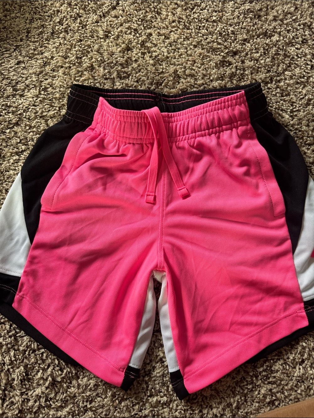 Under Armour Pink Black White Kids Athletic Shorts